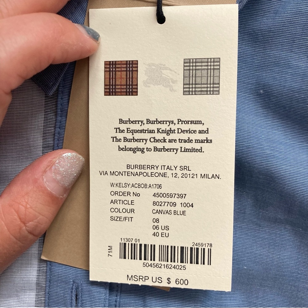 Burberry classic mini shirt dress NWT authentic - Picture 6 of 7